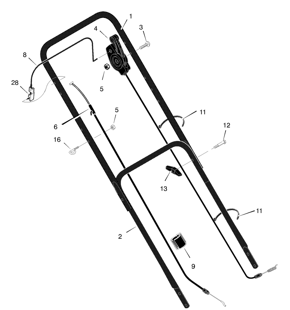 Handle Assembly Diagram and Parts List for 22617X194B 2001 Briggs and Stratton Lawn Mower